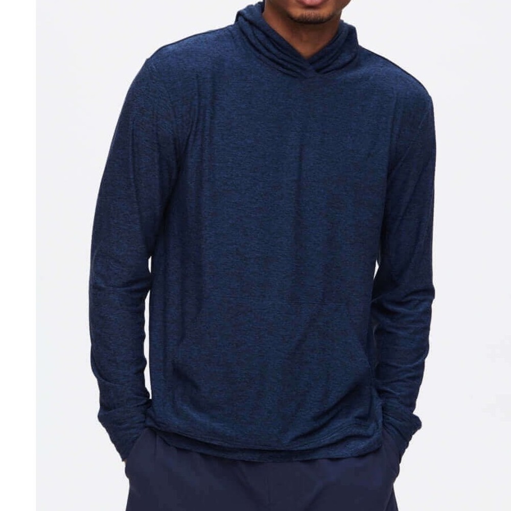 Outdoor‎ Voices Mens M CloudKnit Performance Hoodie Navy Blue Space Dye Pullover